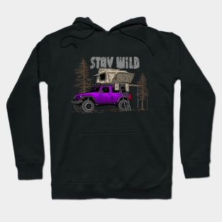 Stay Wild Jeep Camp - Adventure Purple Jeep Camp Stay Wild for Outdoor Jeep enthusiasts Hoodie